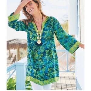 Soft Surroundings Anaisha Tropical Neon Tunic Top - Size XL